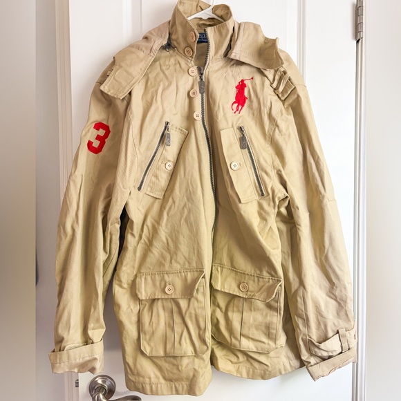 Ralph Lauren Other - Vintage Ralph Lauren Beige Military Field Jacket with Red Polo Logo and number 3